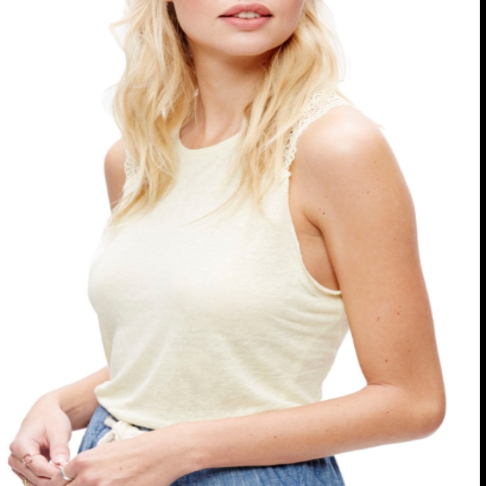 Yellow Free People Peony Lace Tank